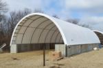 34'Wx60'Lx17'4"H wall mount fabric shelter
